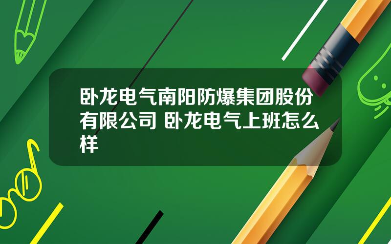 卧龙电气南阳防爆集团股份有限公司 卧龙电气上班怎么样